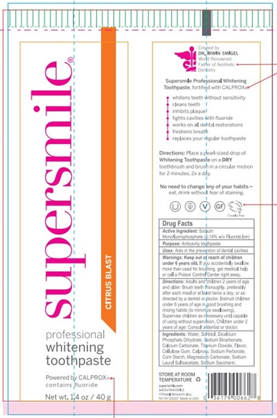 Supersmile Professional Whitening Toothpaste Citrus Blast - 5890112 Supersmile Citrus Blast 1p4oz tube